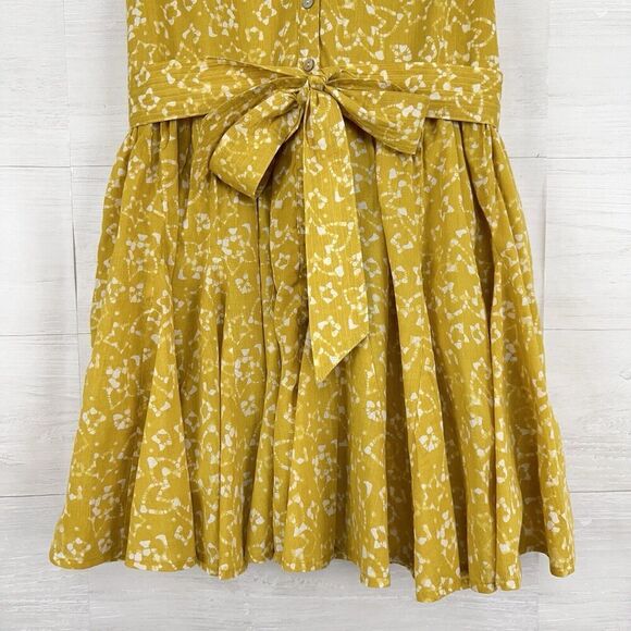 Evereve Cleobella Zia Mini Dress Small Printed Yellow Flutter Sleeve V Neck - Picture 5 of 16